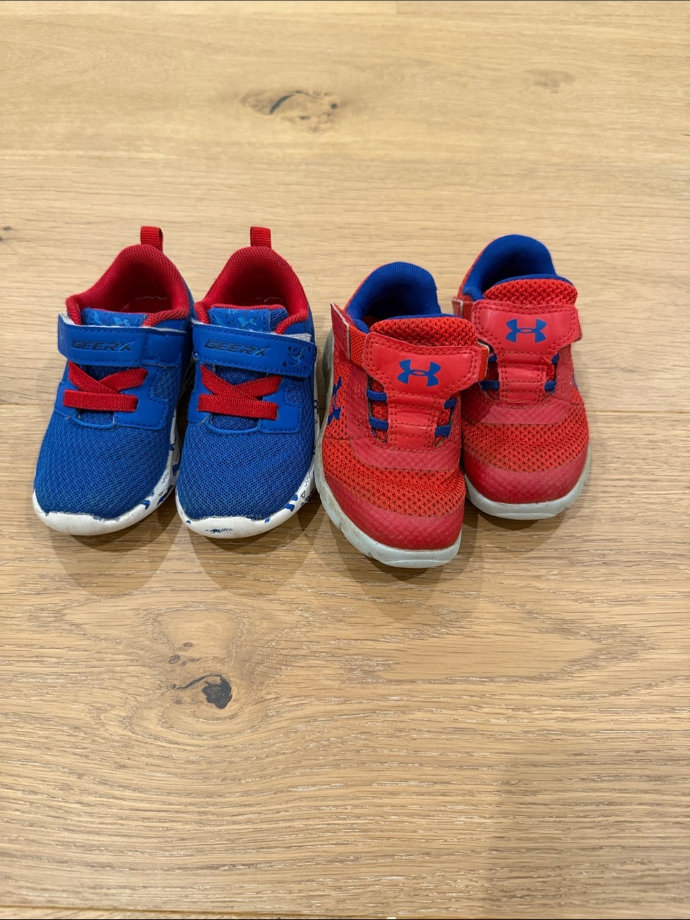 Under Armour Red and Blue Kids' Sneakers - Hook & Loop Athletic Shoes